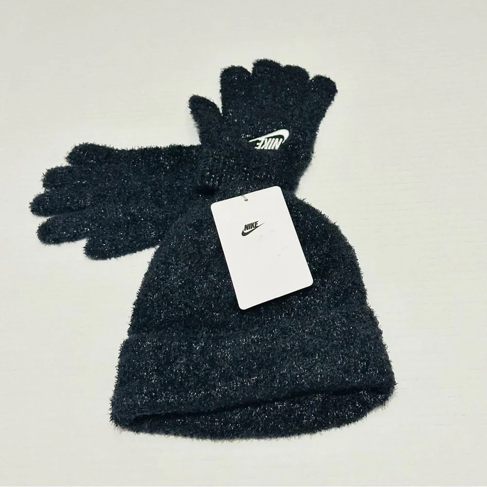 Nike Youth Twinkle Cozy Beanie & Glove Set Black NEW